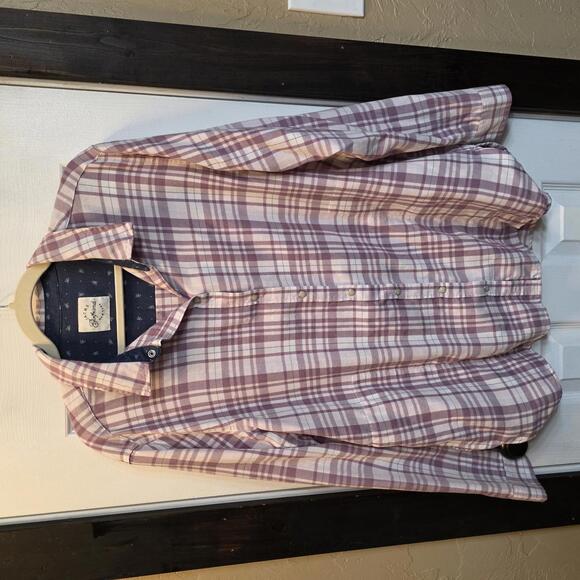 Jachs Girlfriend Tops - Jachs Girlfriend Women's Purple Plaid Button-Up Shirt- XL